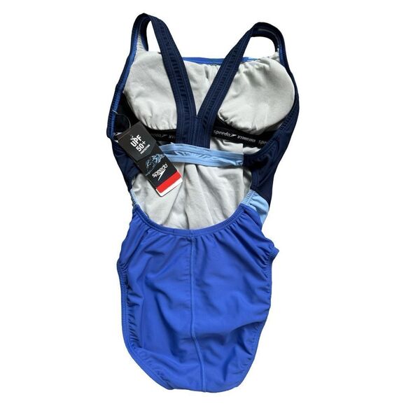 Speedo Heather Quantum Splice Swimsuit Size 6 Hyper Blue NWT - Picture 4 of 12